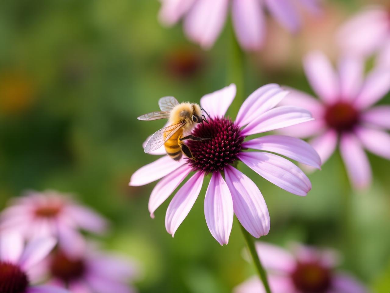 Honeybee on a coneflower